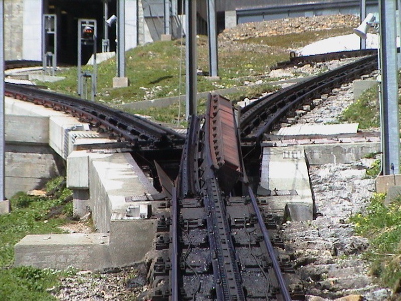 A turnout consisting of a bridge that rotates about its lengthwise axis