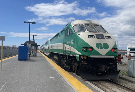 GO Transit train departing a station
