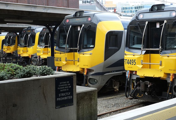 Matangi trains lined up at Wellington Railway Station