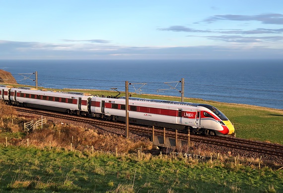 An LNER Azuma train at Burnmouth