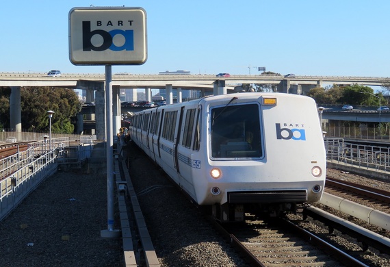 Antioch-bound train approaching MacArthur station